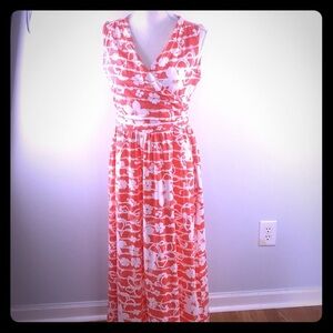 Women’s sleeveless wrap maxi dress print Lands’ En Preppy colorful